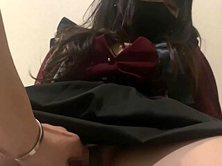 Japanese college teen chokes wet for rough bedroom pov blowjob and tight pussy fuck