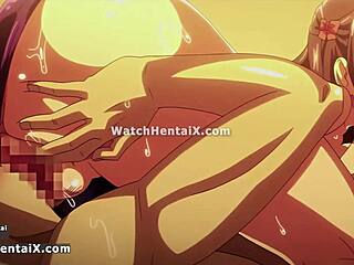 Anime hentai babe with huge tits rides cock doggystyle before creampie finish