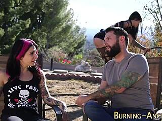 Alt tattoo emo goth whore gangbanged in hardcore threesome frenzy