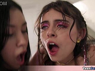 Slutty Biker Friend Joins Cute Asian Gf for Threesome Machine Fuck Help