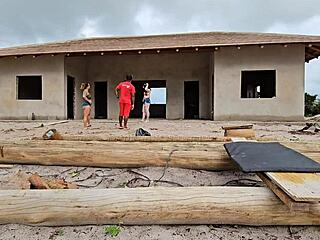 carpinteiro's payment surprise: bbw babes' ass licking anal threesome orgy