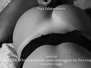 hotwife massages monsters bbc while cuck travels she films fingering for him