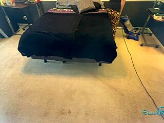 uh just vacuuming my bedroom as brunette housewife with natural tits