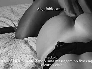 hotwife massages monsters bbc while cuck travels she films fingering for him