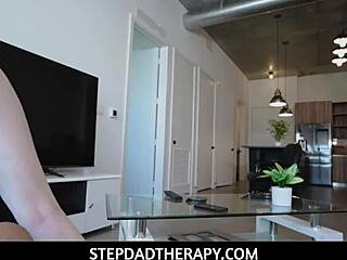 Stepfather sneaks into garage and punishes stepdaughter Ailee Anne's big tits