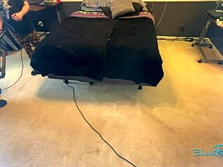 uh just vacuuming my bedroom as brunette housewife with natural tits