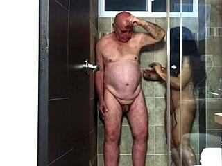 peeking in shower agarabas shakes big ass teases monster cock close-up gaping