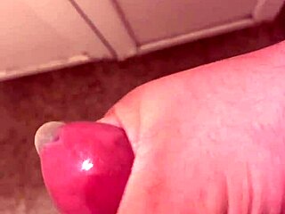 Masturbating creamy pussy with condom for intense solo orgasm explosion