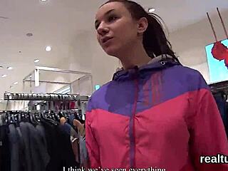 Stellar Czech nympho undresses in hypermarket for hardcore pov asshole pounding and blowjob