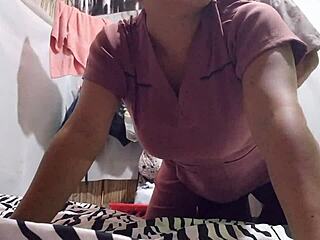 Stepdaughter flashes to entertain then bends for doggy pounding