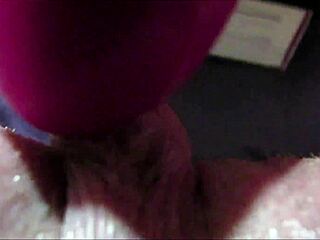 watch my big clit quiver close-up as vibrator makes pussy squirt