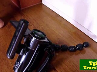 Sensual Shemale Strips Teases Big Tits Masturbates Close-Up Solo