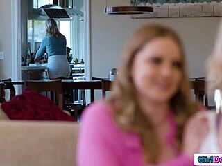 stepdaughter squirms as stepmom catches her getting licked by horny stepaunts