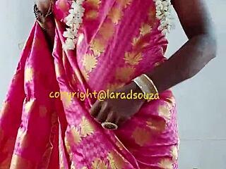 Indian crossdresser lara dsouza teases in saree for shemale anal bdsm blowjob passion
