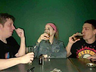 wanna see this rocker chick double penetrated right outside the bar?