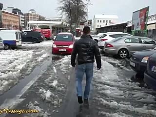 oiled flexible teen masseuse strokes big cock in nuru handjob!