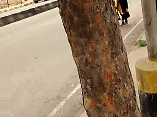 Oops sexy indian teen flashes blue panties n asshole in public group outdoor tease