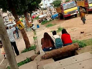 Oops sexy indian teen flashes blue panties n asshole in public group outdoor tease