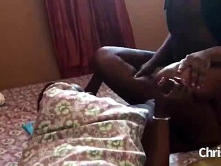 Bts of raw amateur ebony fucking on bed with feet play