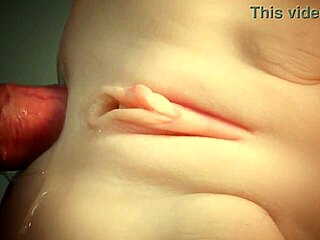 double penetration toys stretch her cute shaved pussy and white ass closeup