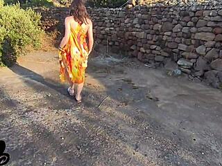 damn that italian babe pounded hard behind the cactus