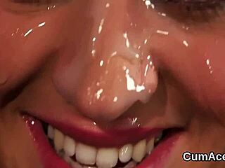 wicked hottie face cumshot swallows every drop pov