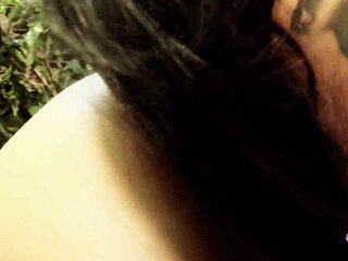 busty brunette girlfriends 😍 finger lick and toy each others tight pussies in backyard lesbian orgy