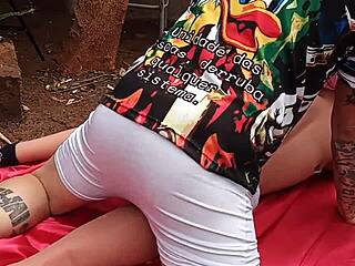 stretching this sex doll's tight asshole with deep anal thrusts