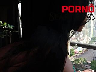 Latina Wife Iara's Tanned Shaved Pussy Teases Hubby in Bathtub Close-Up Blowjob