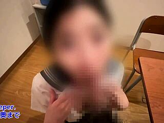 First Time with Teacher! Cute Blowjob Turns into Creampie Fuck Experience?