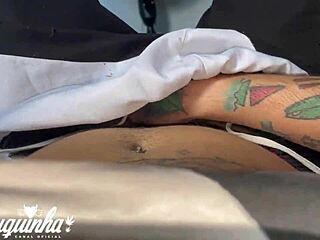 friends huge hairy pussy wife squirts during sneaky massage fuck session