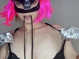 you won't believe my kitty mask corset tease flashing natural big tits