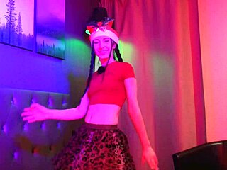 Curvy Brunette Dances Seductively to Last Christmas Song in Miniskirt