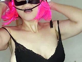 you won't believe my kitty mask corset tease flashing natural big tits