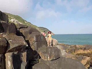 secret menage unfolds on seaside rocks in florianopolis gay bareback