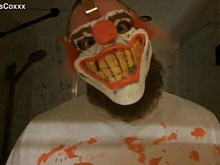 Pissy the clown showers in domination humiliation play