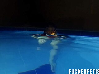 hey, horny latina helen star's skinny tits bounce wild underwater in dive mask...