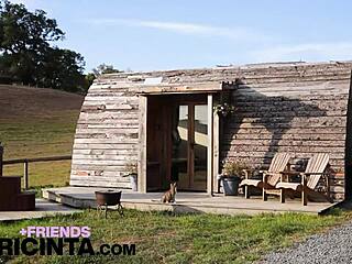 cowgirl putri cinta rides hard showing off her tiny tight pussy with big tits bouncing outside the cabin