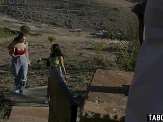 Stepsisters tour celebrity home then get fucked in wild threesome