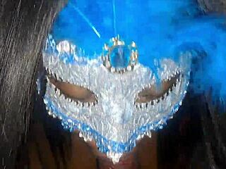 Masked Ebony Slut Sucks Big Black Cock and Swallows Cum Load!