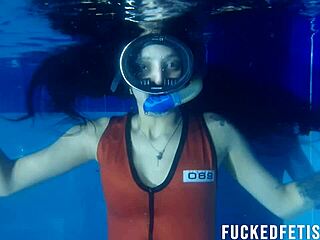 hey, horny latina helen star's skinny tits bounce wild underwater in dive mask...