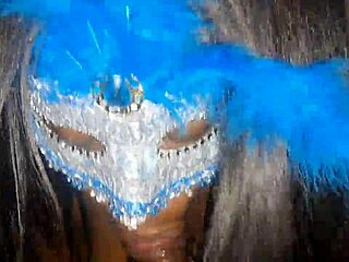 Masked Ebony Slut Sucks Big Black Cock and Swallows Cum Load!