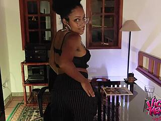 Sexy see-through lingerie on skinny ebony latina putinha outdoors!