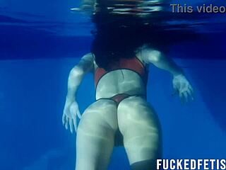 hey, horny latina helen star's skinny tits bounce wild underwater in dive mask...