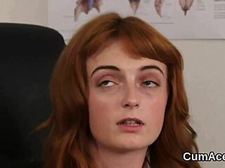 feisty babe laps up every drop of facial jizz