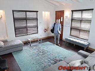 Fetish Brunette Teen Bound for Monster Cock Suck and Hard Fuck Session