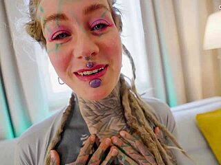 tattoo goth anuskatzz double anal gangbanged ends in big facial