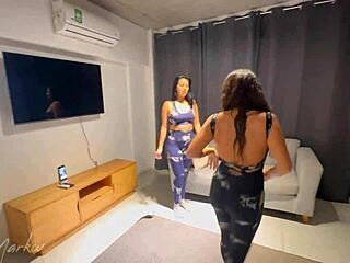 Heart-pounding anal threesome with wife's trainer hijadevenus2001 and meretblack