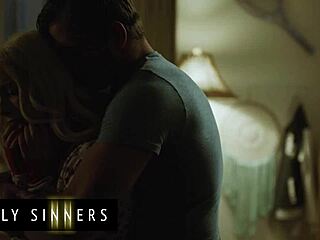 hot blondie fucks stepbro doggystyle and cowgirl after boyfriend dumps her on bed