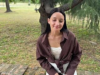 met this cute brunette in the park... ended up rough doggystyle quickie